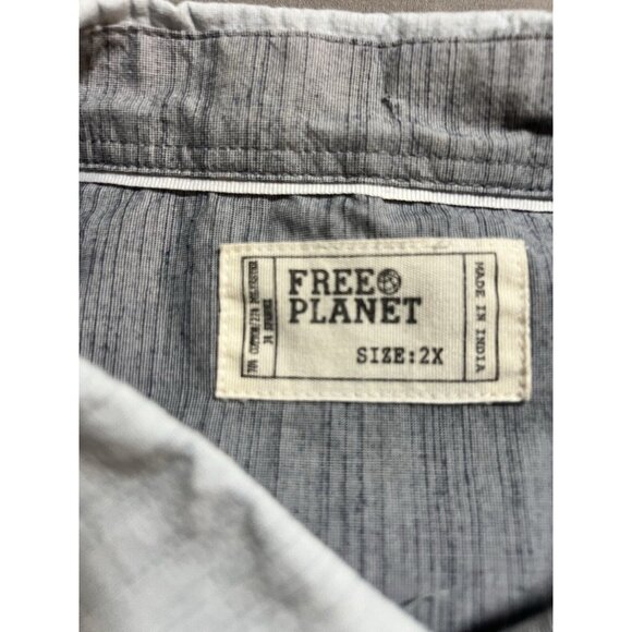 Free Planet Button Up Shirt Men’s 2x Blue‎ Pocketed Short Sleeve. - Picture 4 of 10